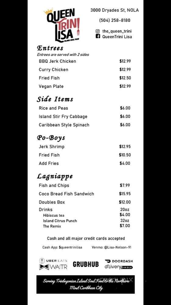 Queen Trini Lisa - New Orleans, LA menu_pic