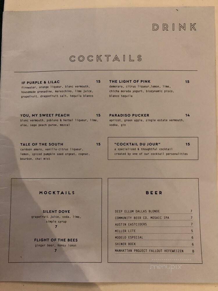 Elm & Good - Dallas, TX menu_pic