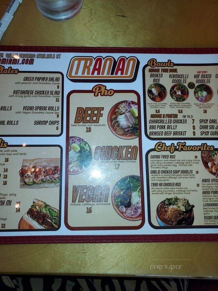 Tran An - Miami, FL menu_pic