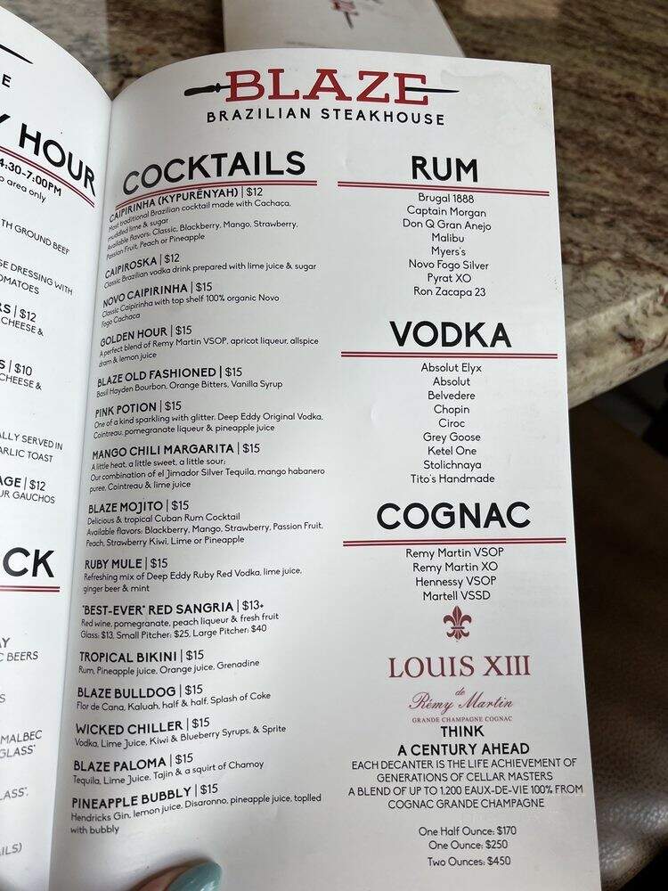 Blaze Brazilian Steakhouse - Irving, TX menu_pic