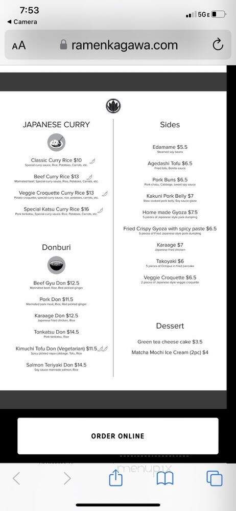 Ramen Kagawa - Phoenix, AZ menu_pic