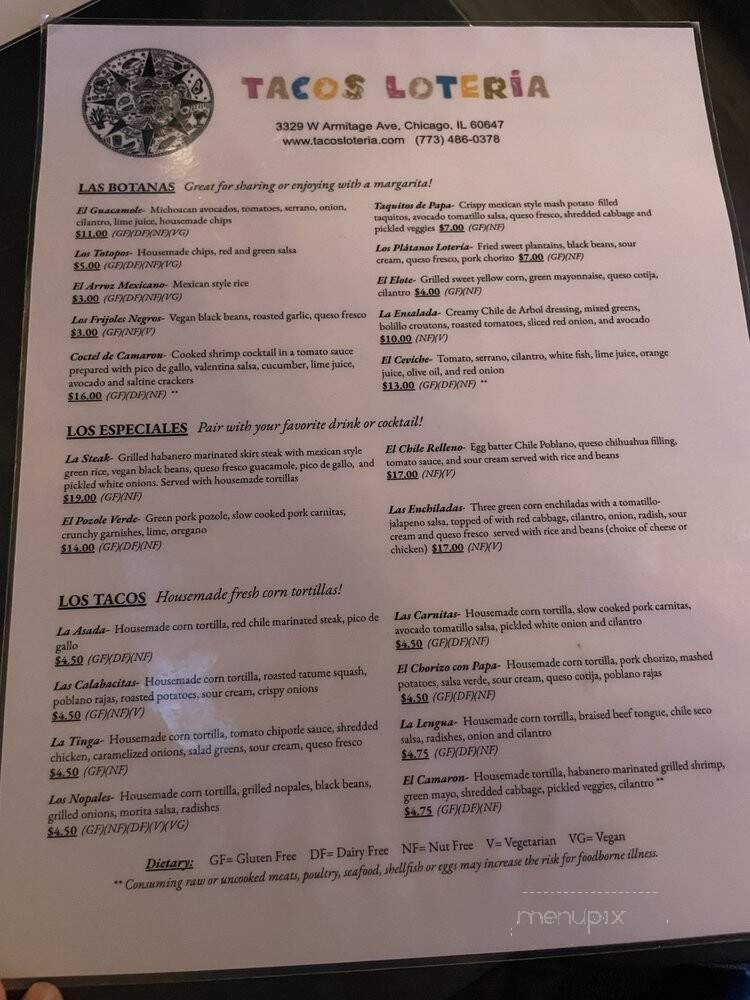 Tacos Loteria - Chicago, IL menu_pic