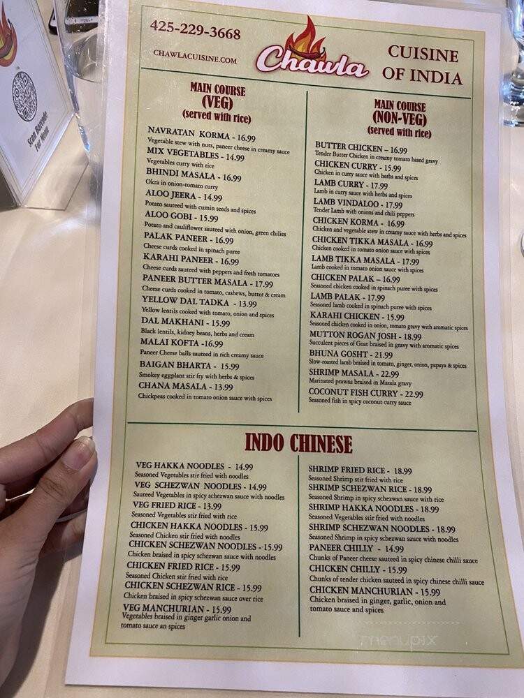 Chawla Cuisine of India - Bellevue, WA menu_pic