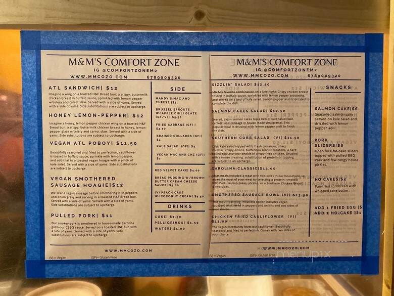 Comfort Zone by M2 - Atlanta, GA menu_pic