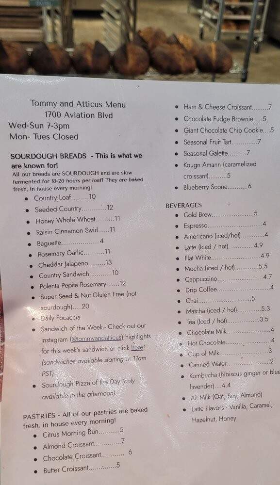 Tommy and Atticus - Los Angeles, CA menu_pic