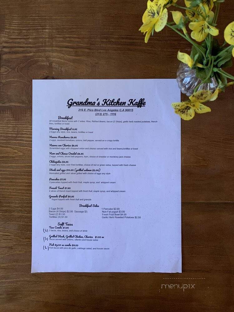 Grandmas Kitchen Kaffe - Los Angeles, CA menu_pic