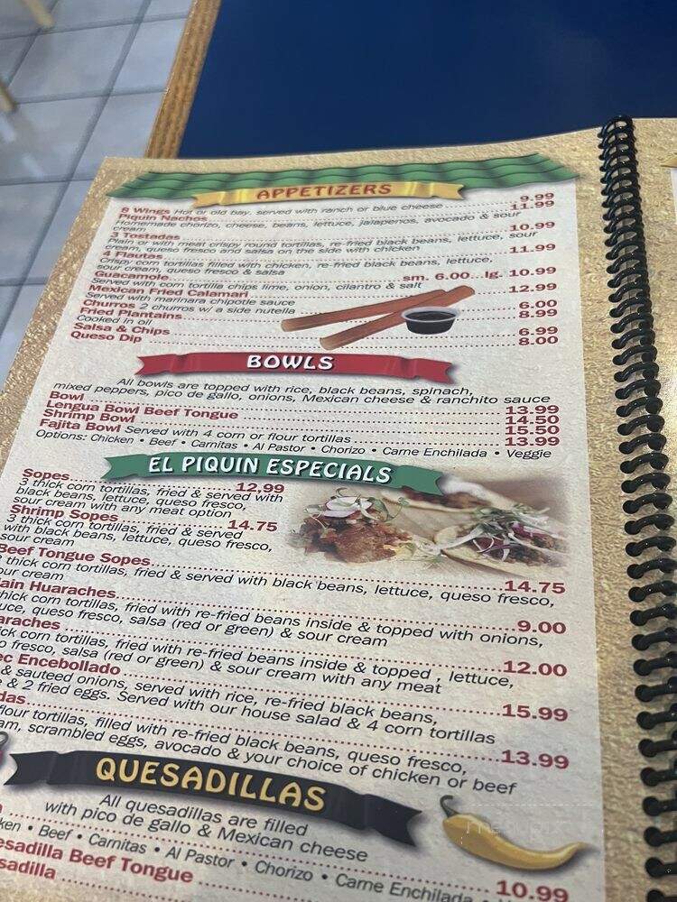El Piquin Restaurant 2 - Middle River, MD menu_pic
