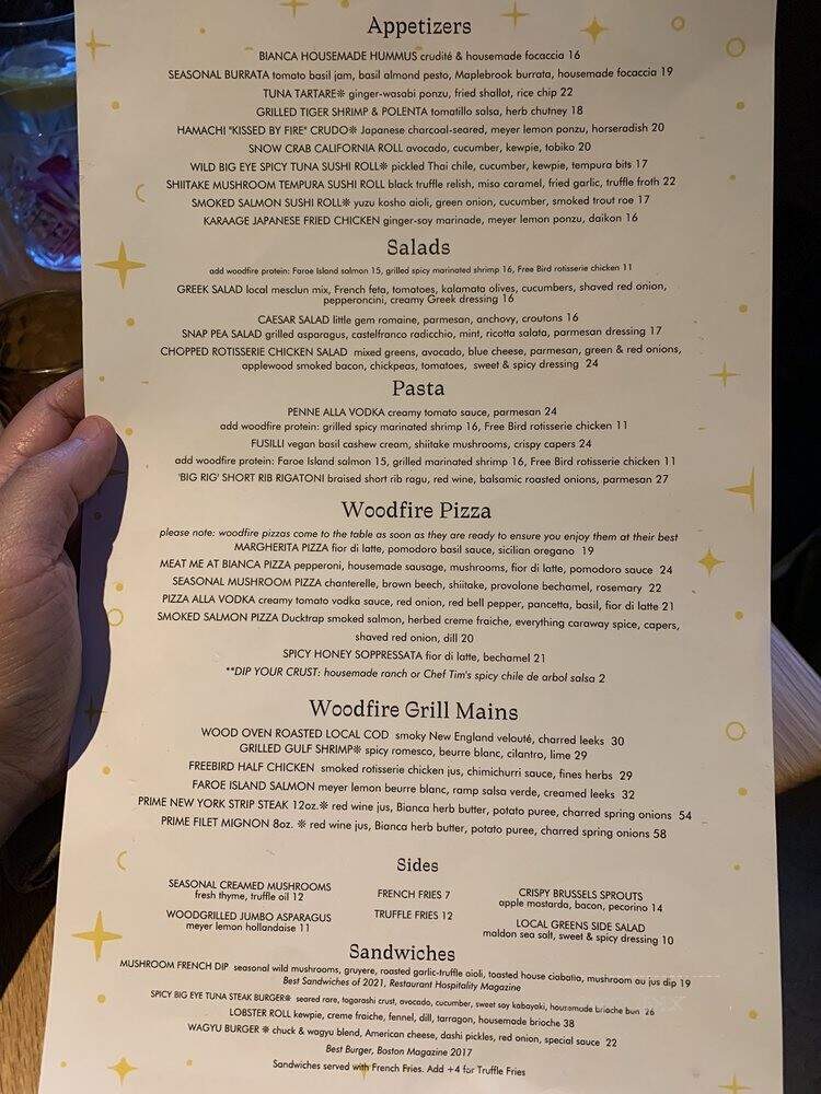 Bianca - Chestnut Hill, MA menu_pic
