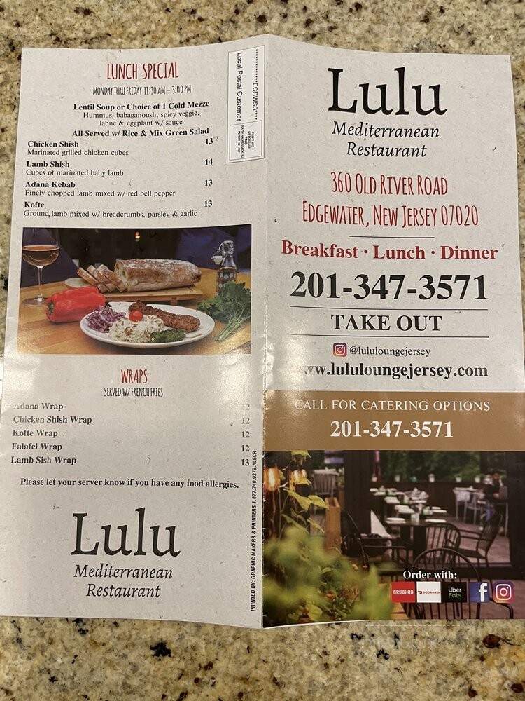 Lulu Lounge & Bistro - Edgewater, NJ menu_pic