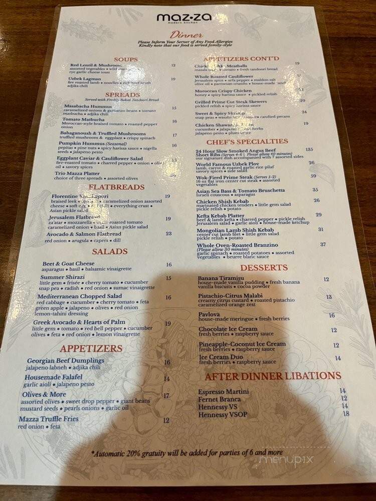Mazza Modern Kitchen - Studio City, CA menu_pic