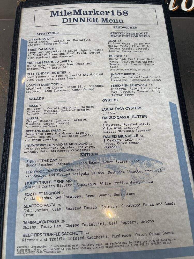 Mile Marker 158 Dockside - Orange Beach, AL menu_pic