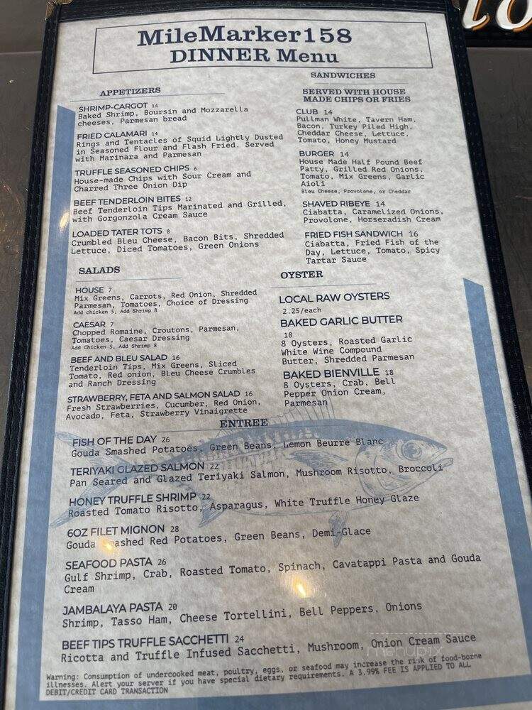 Mile Marker 158 Dockside - Orange Beach, AL menu_pic