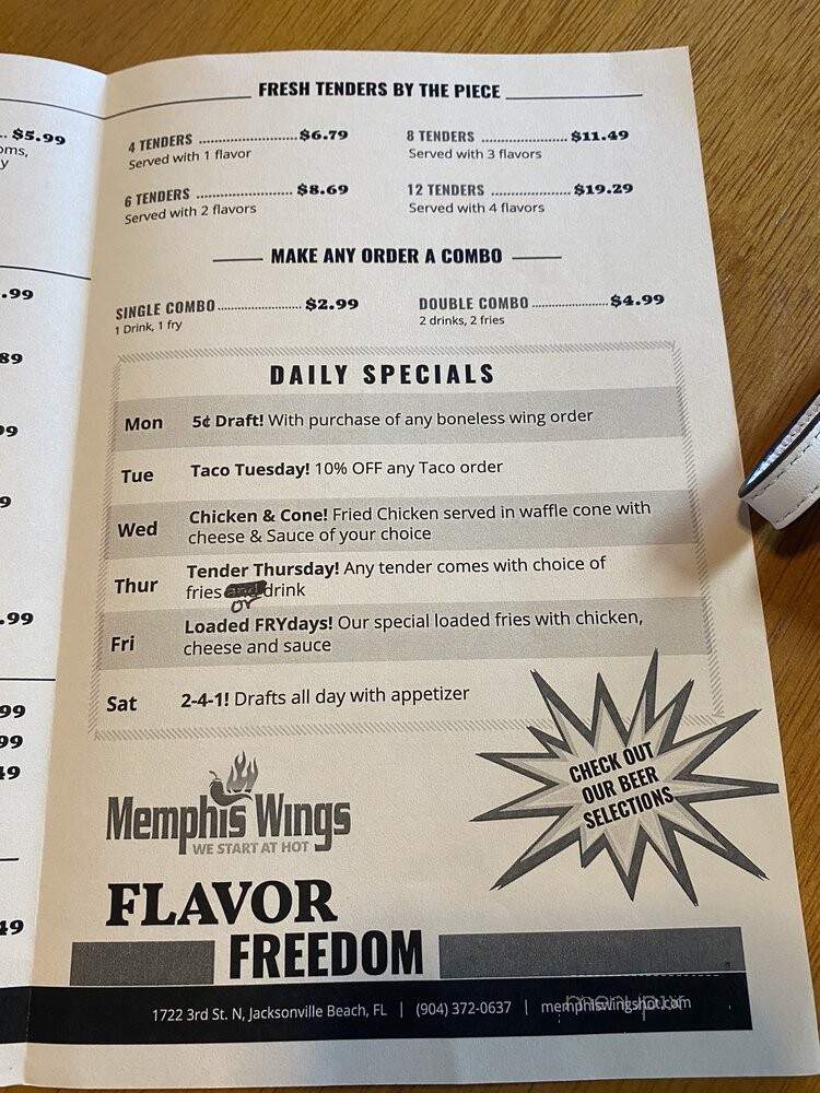 Memphis Wings - Jacksonville Beach, FL menu_pic