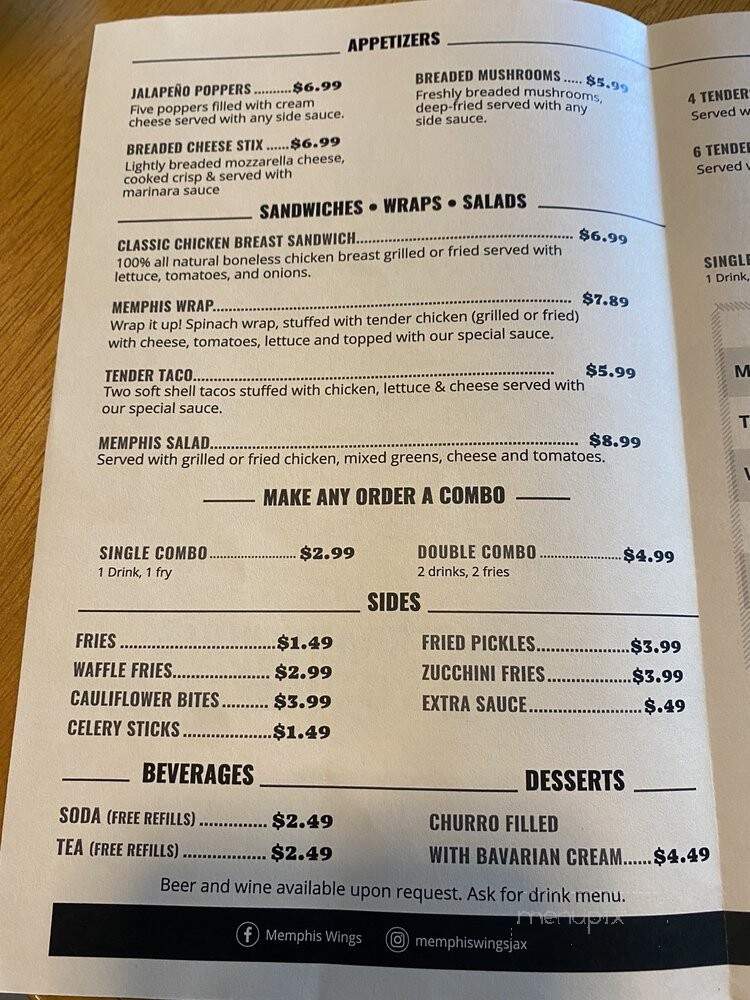Memphis Wings - Jacksonville Beach, FL menu_pic