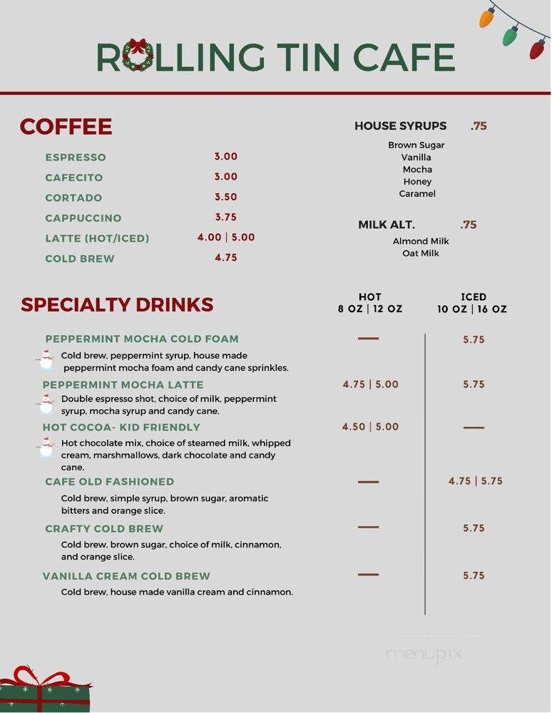 Rolling Tin Cafe - Tampa, FL menu_pic