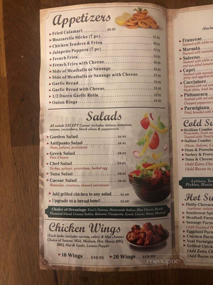 Troni's Pizza - Delray Beach, FL menu_pic
