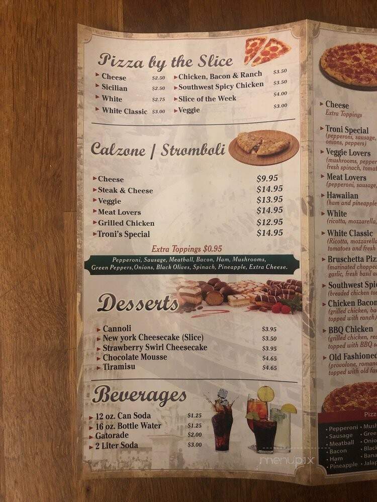 Troni's Pizza - Delray Beach, FL menu_pic