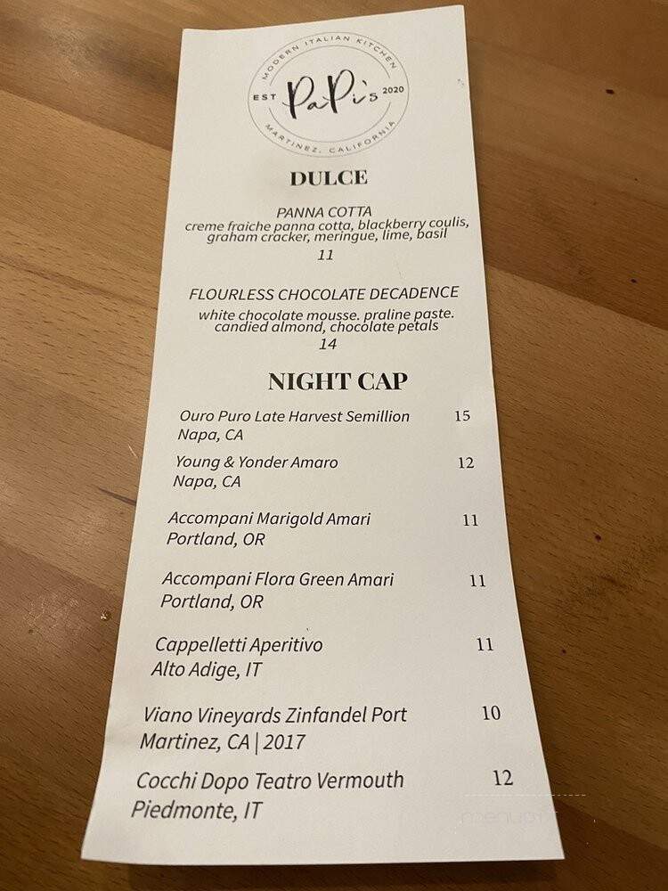 Papi's - Martinez, CA menu_pic