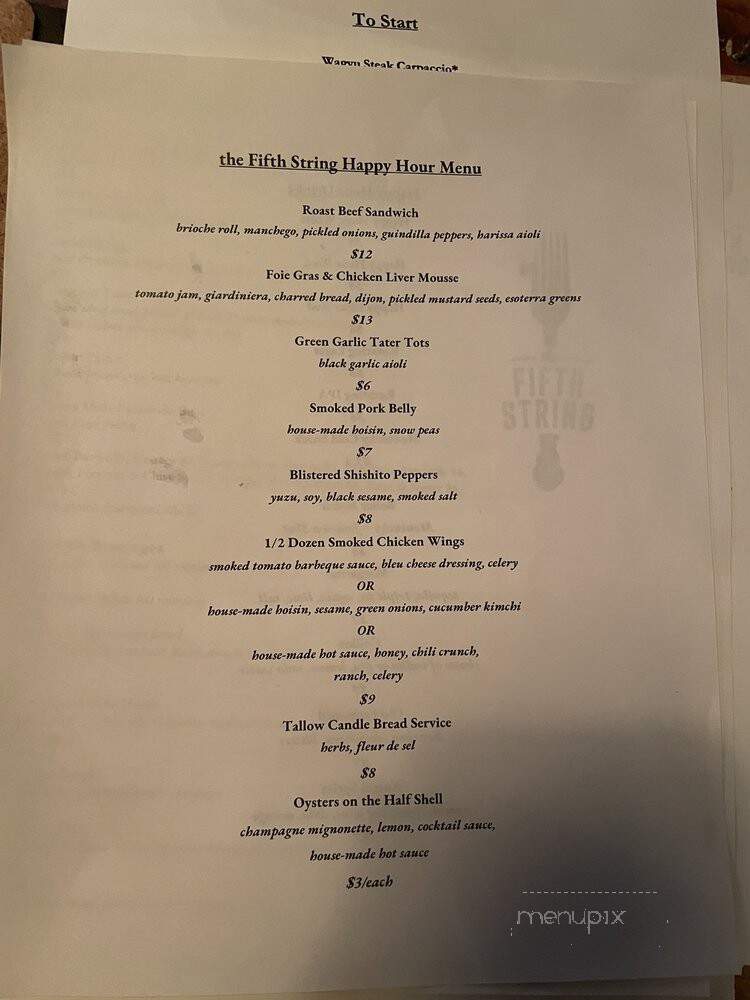 The Fifth String - Denver, CO menu_pic