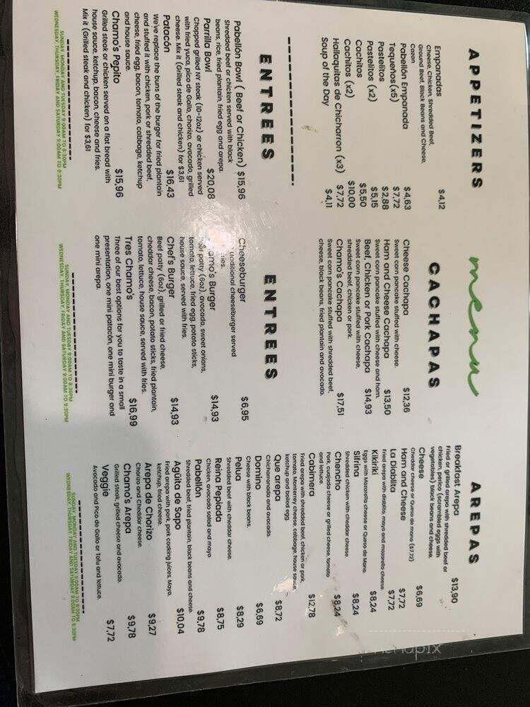 Chamo's Arepa House - North Chesterfield, VA menu_pic