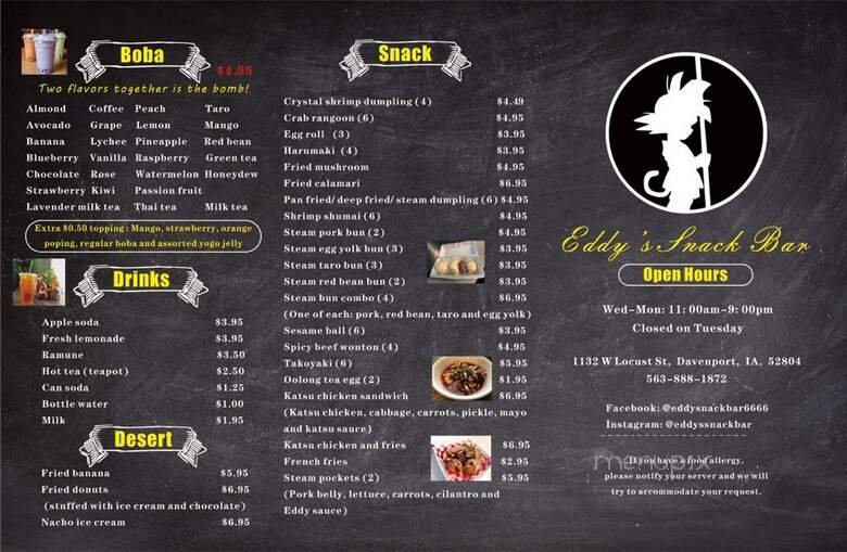 Eddy's Snack Bar - Davenport, IA menu_pic
