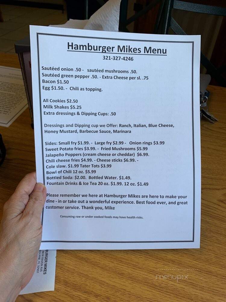 Hamburger Mikes - Melbourne, FL menu_pic