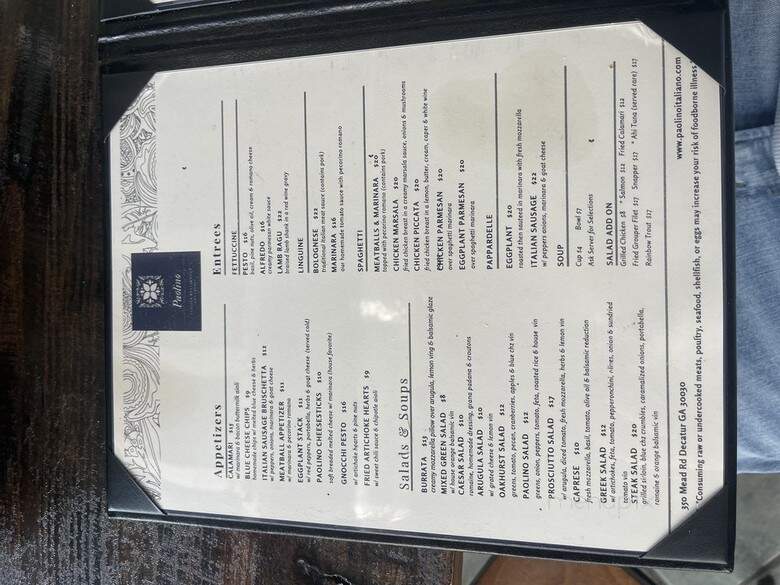 Paolino - Decatur, GA menu_pic