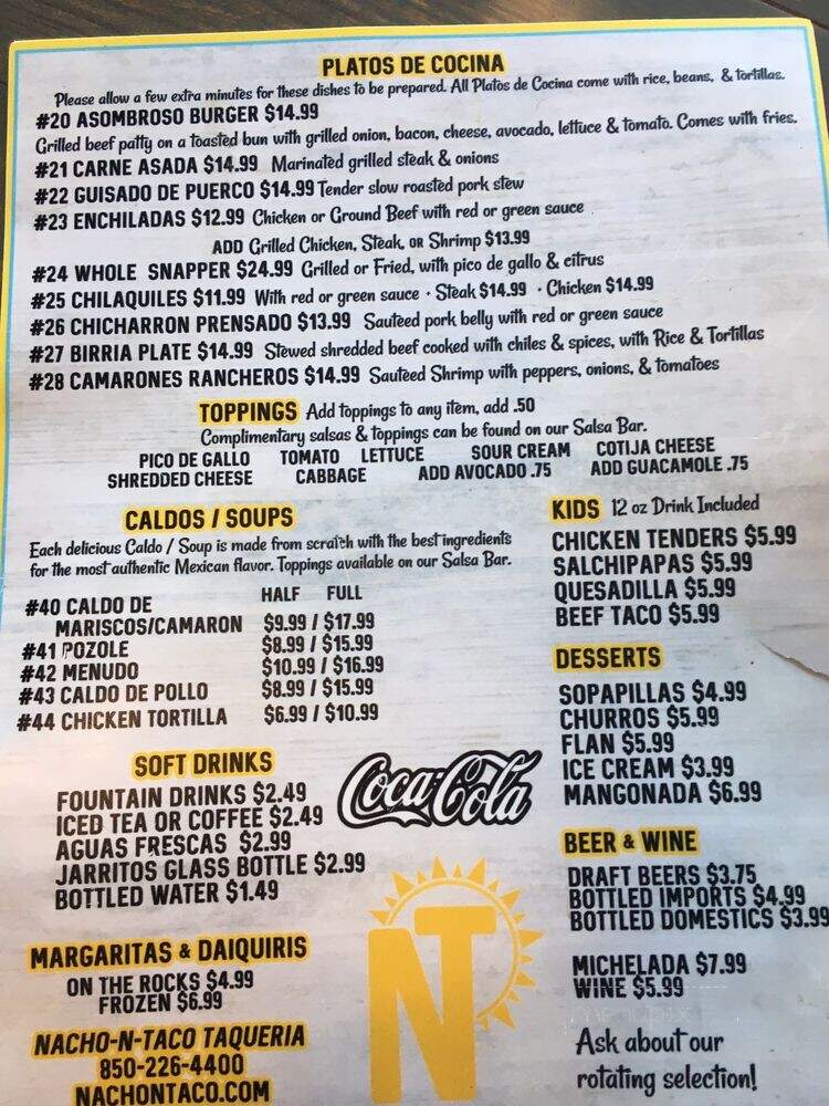Nacho N Taco - Fort Walton Beach, FL menu_pic