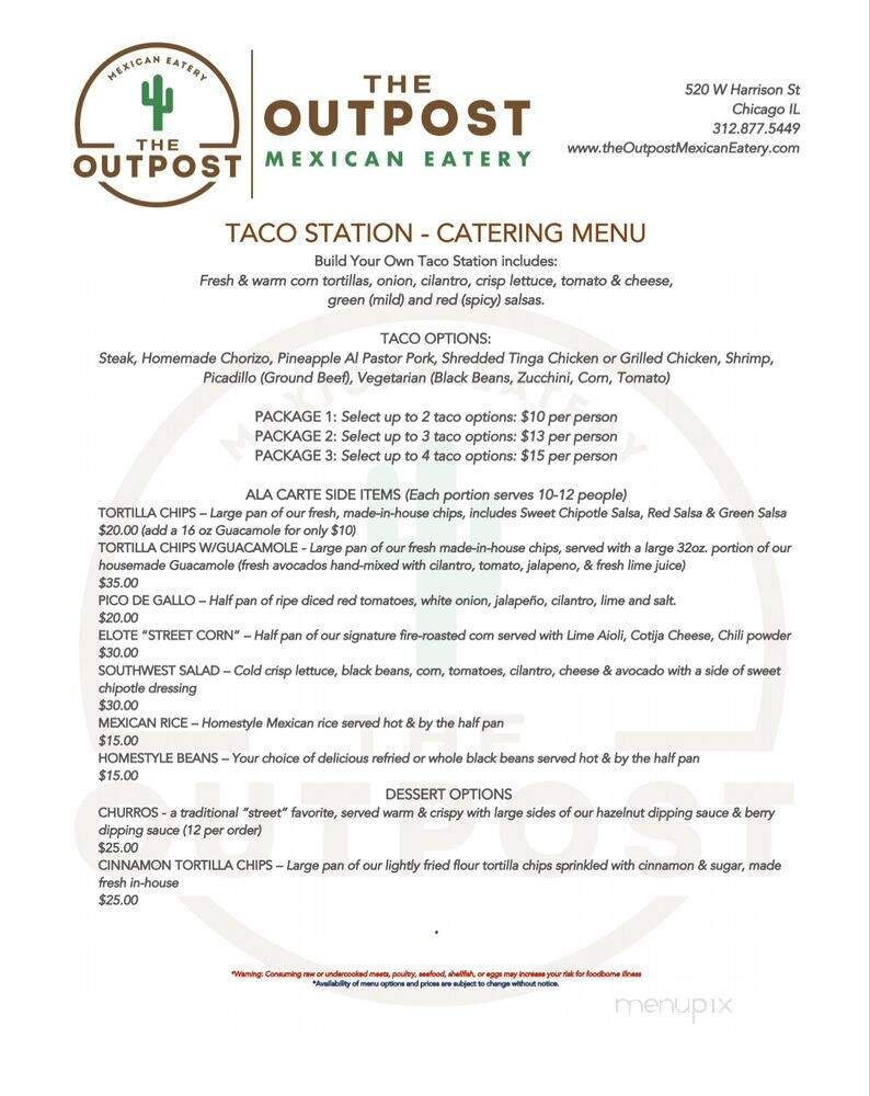The Outpost Mexican Eatery - Chicago, IL menu_pic