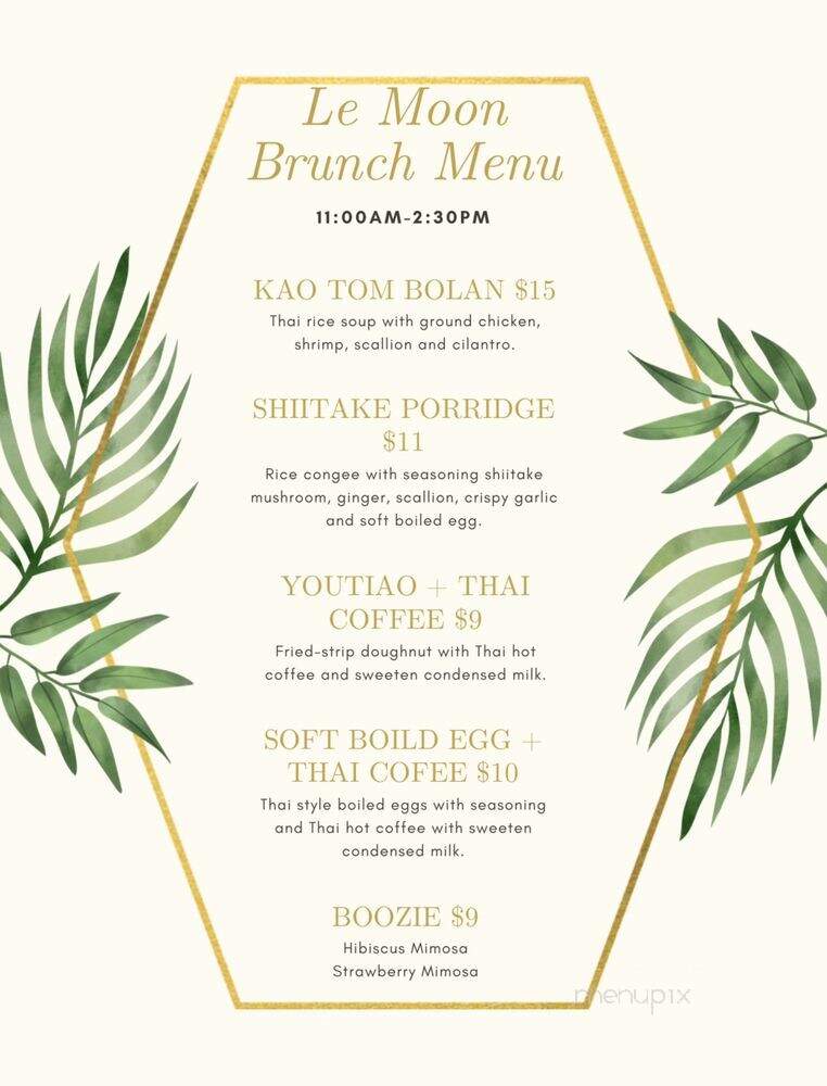Le Moon Thai Eatery - San Francisco, CA menu_pic