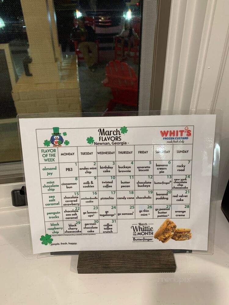 Whit's Frozen Custard - Newnan, GA menu_pic