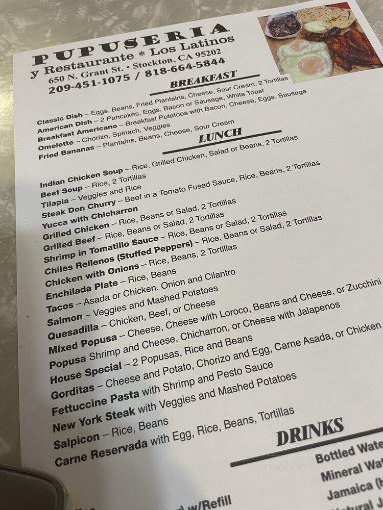Pupuseria Y Restaurante Los Latinos - Stockton, CA menu_pic