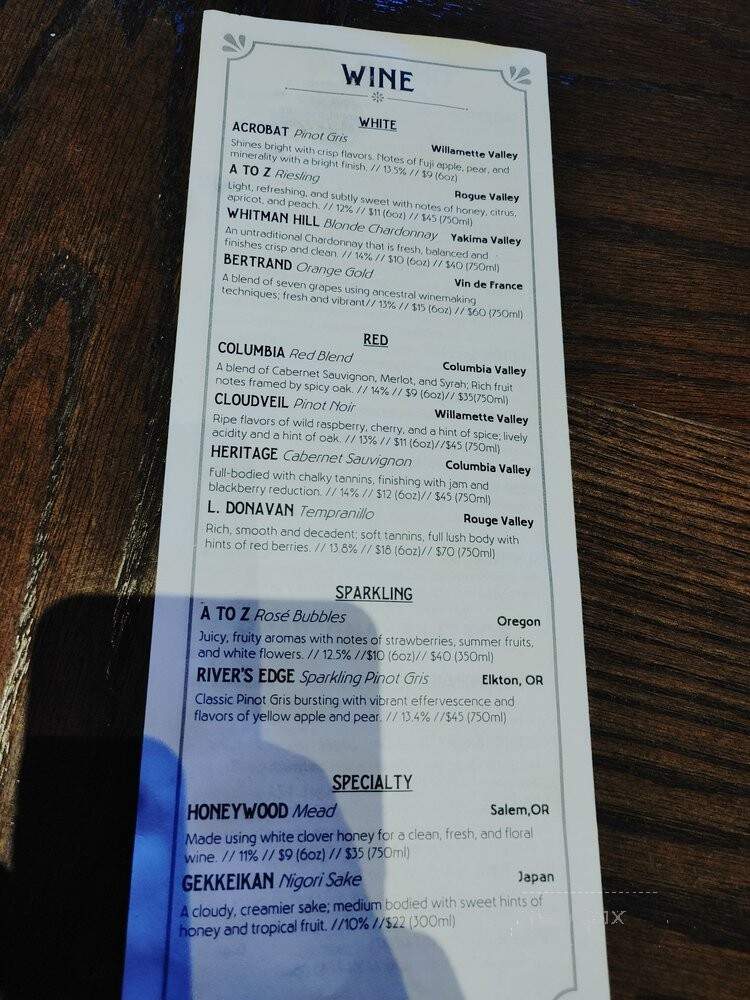 Mox Boarding House - Portland, OR menu_pic