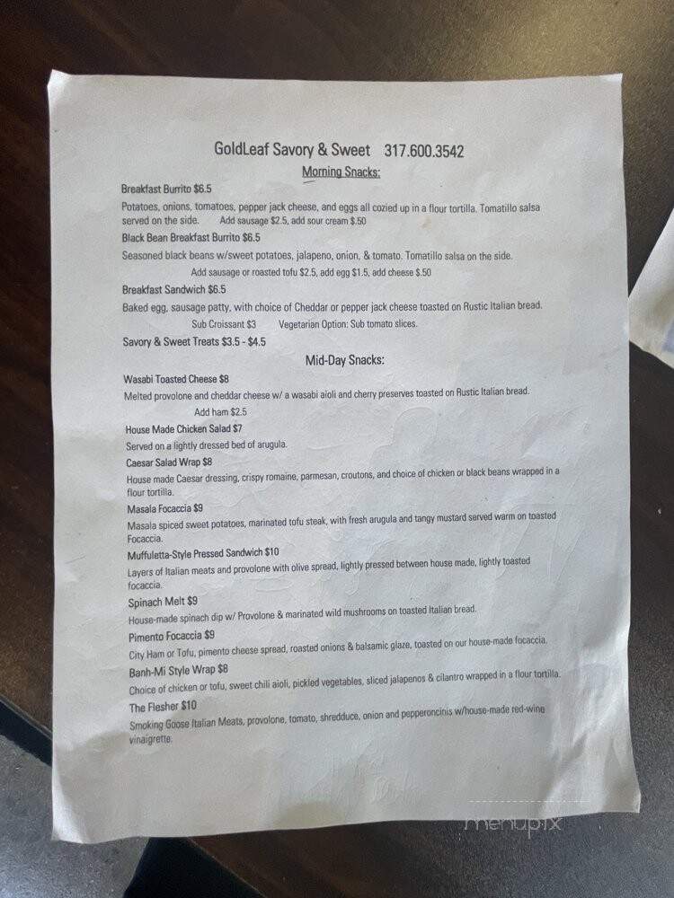 GoldLeaf Savory & Sweet - Indianapolis, IN menu_pic