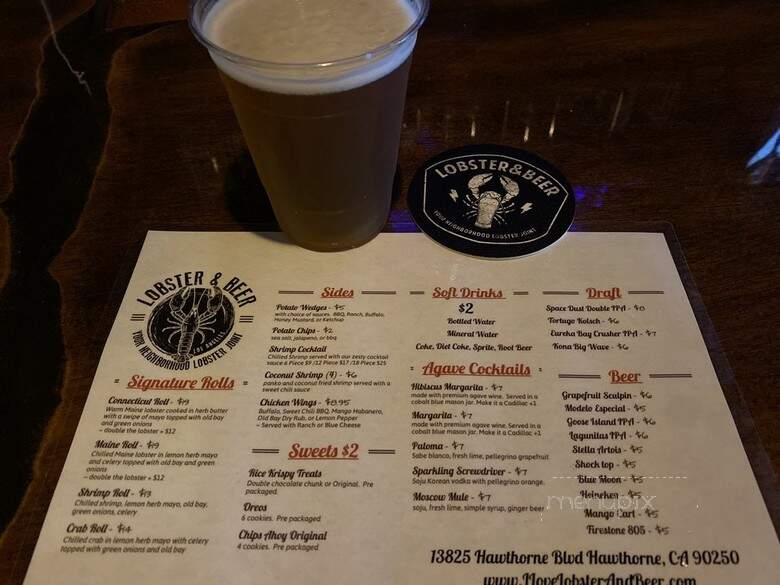 Lobster and Beer South Bay - Hawthorne, CA menu_pic