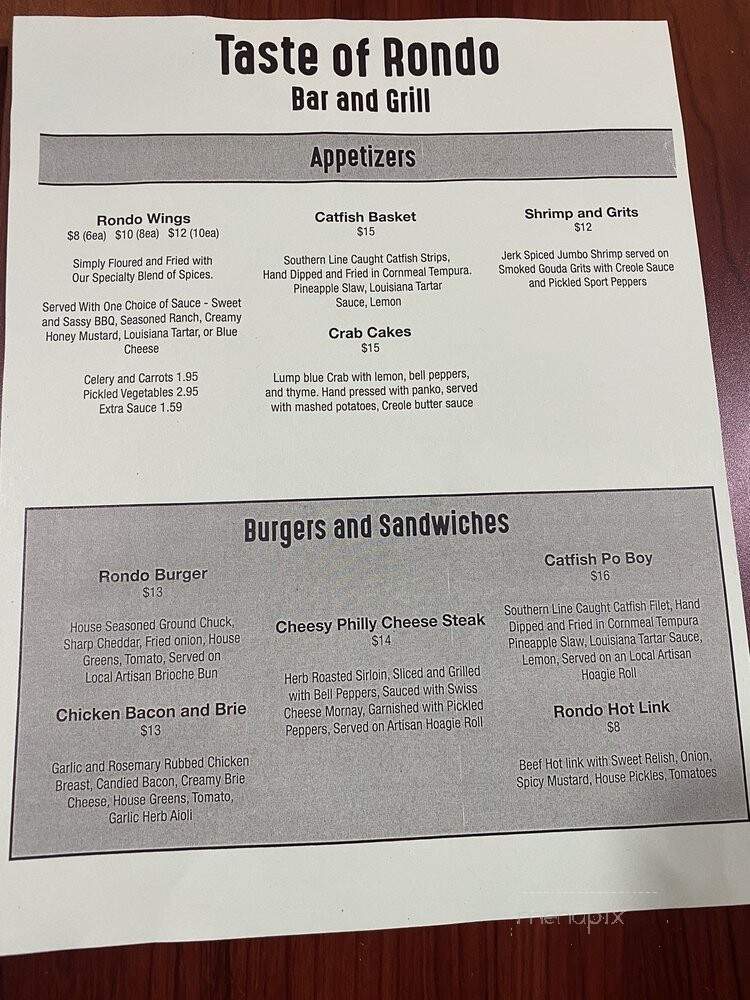 Taste of Rondo Bar & Grill - Saint Paul, MN menu_pic