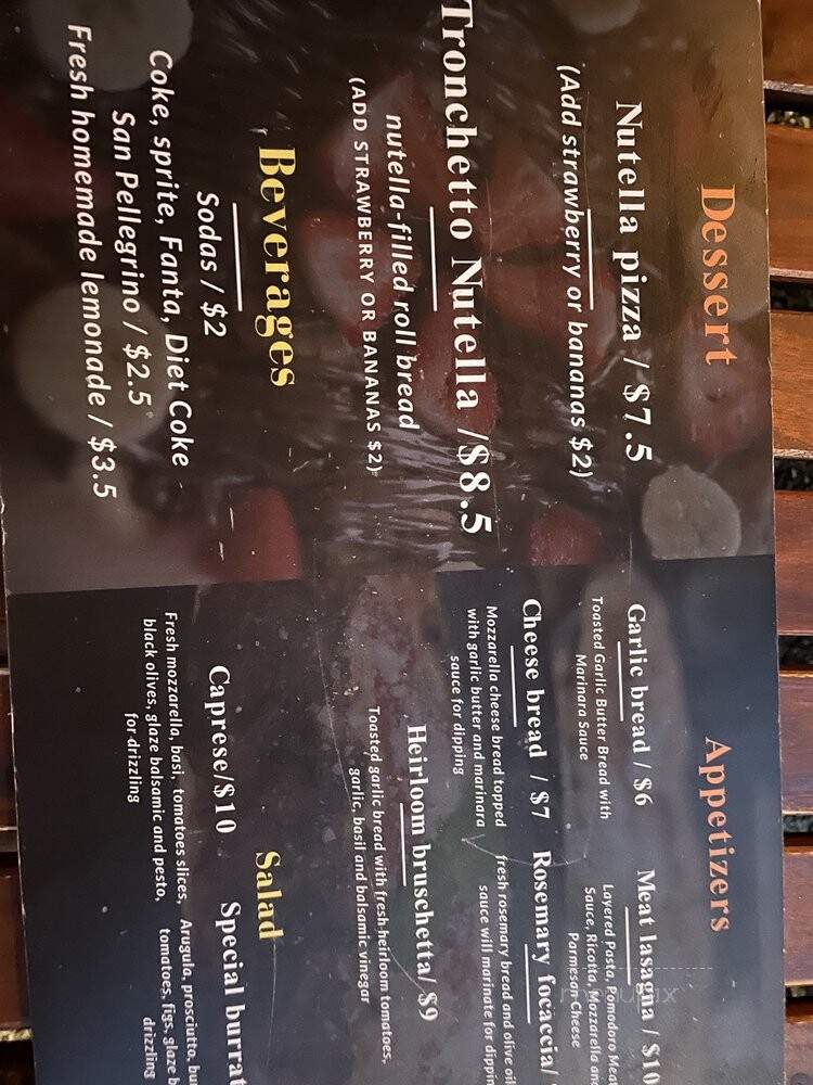 Piacere Wood Fired Pizza - Miami, FL menu_pic