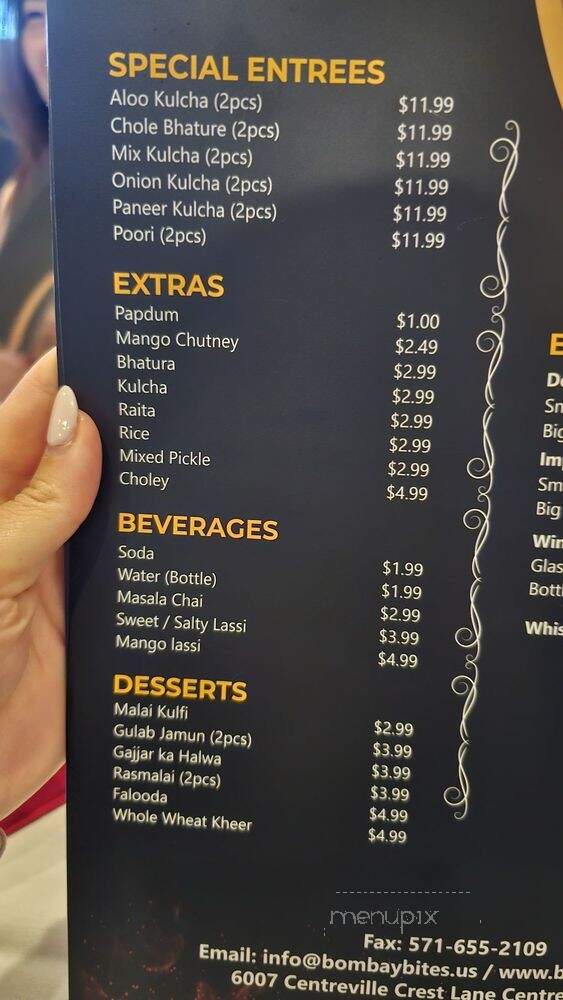 Bombay Bites - Centreville, VA menu_pic