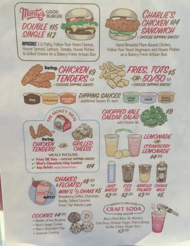 Monty's Good Burger - Los Angeles, CA menu_pic