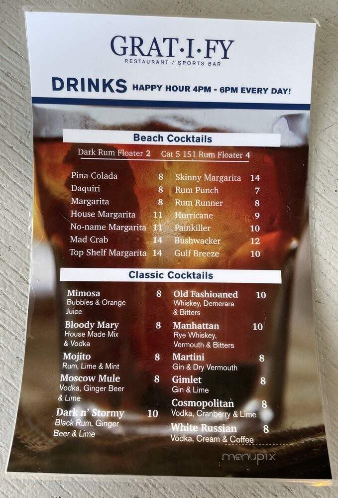 Gratify - Panama City Beach, FL menu_pic