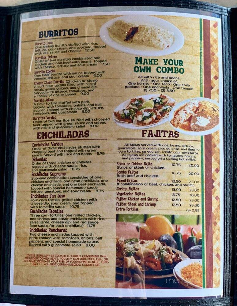 San Jose Authentic Mexican Restaurant & Bar - Oxford, MS menu_pic