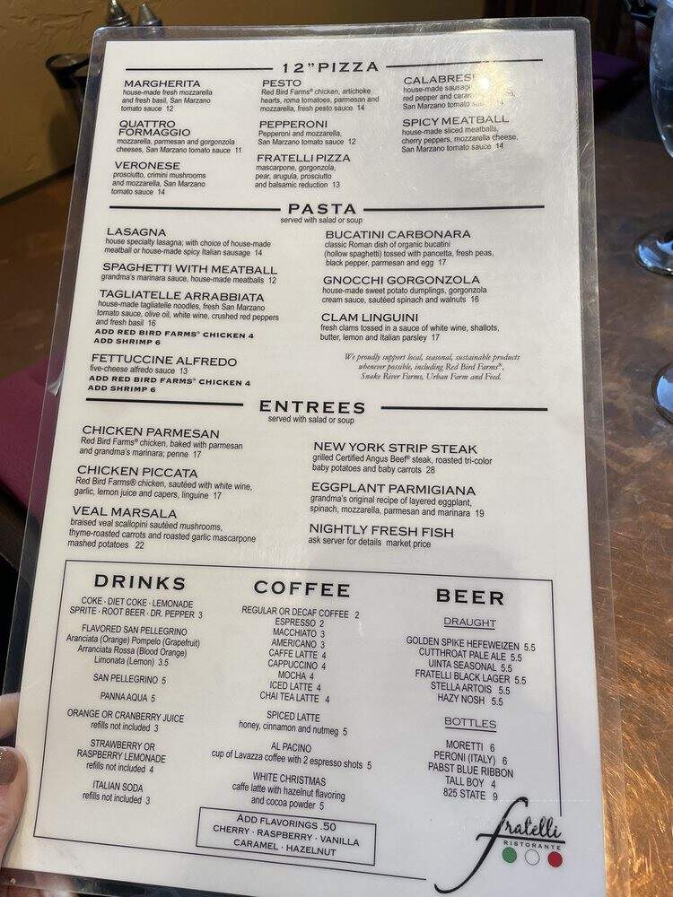 Fratelli - Sandy, UT menu_pic
