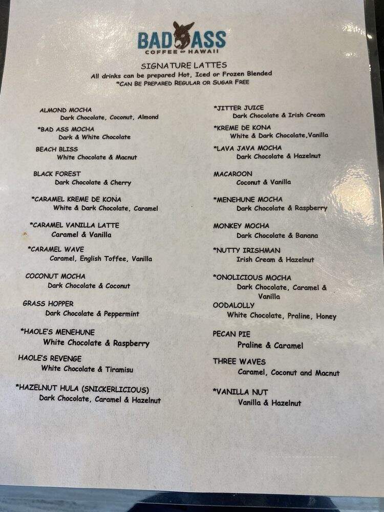 Bad Ass Coffee of Hawaii - West Jordan, UT menu_pic