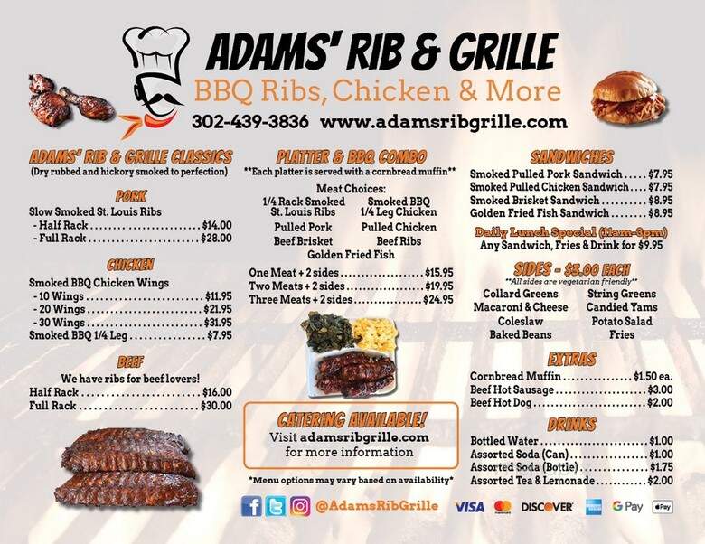 Adams' Rib & Grille - Claymont, DE menu_pic