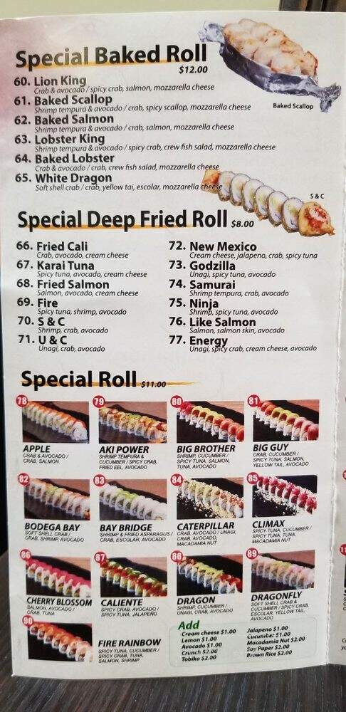 Quick Sushi - Santa Rosa, CA menu_pic