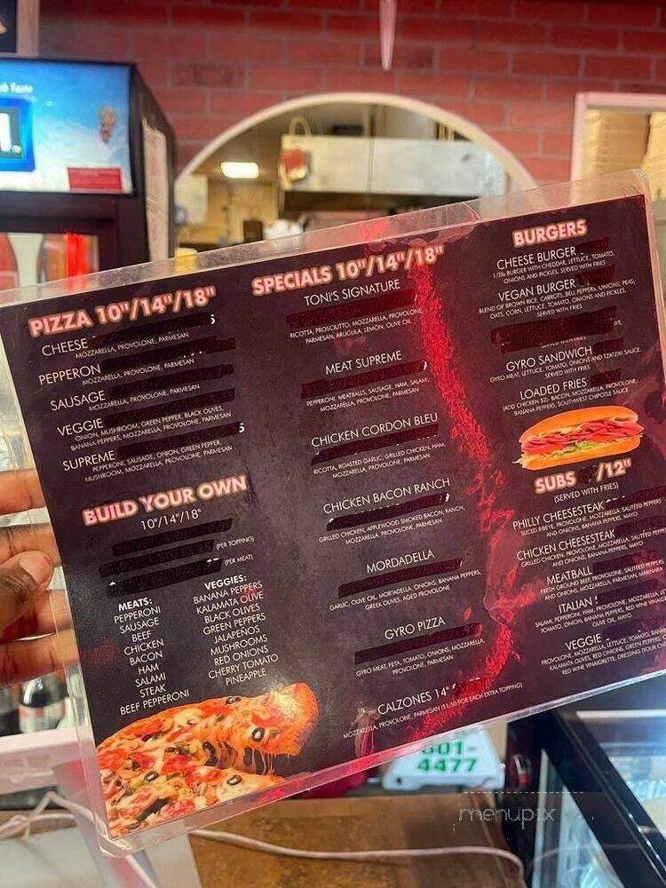 Toni's Pizza - Lakewood, OH menu_pic