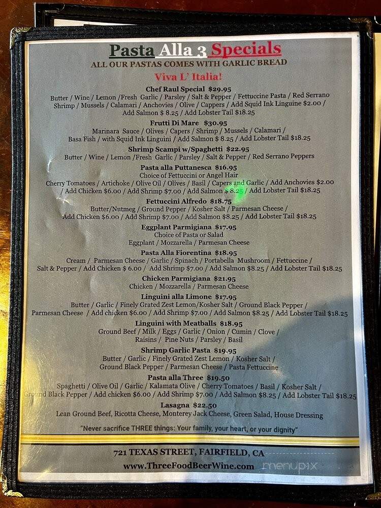 Three BBQ - Fairfield, CA menu_pic