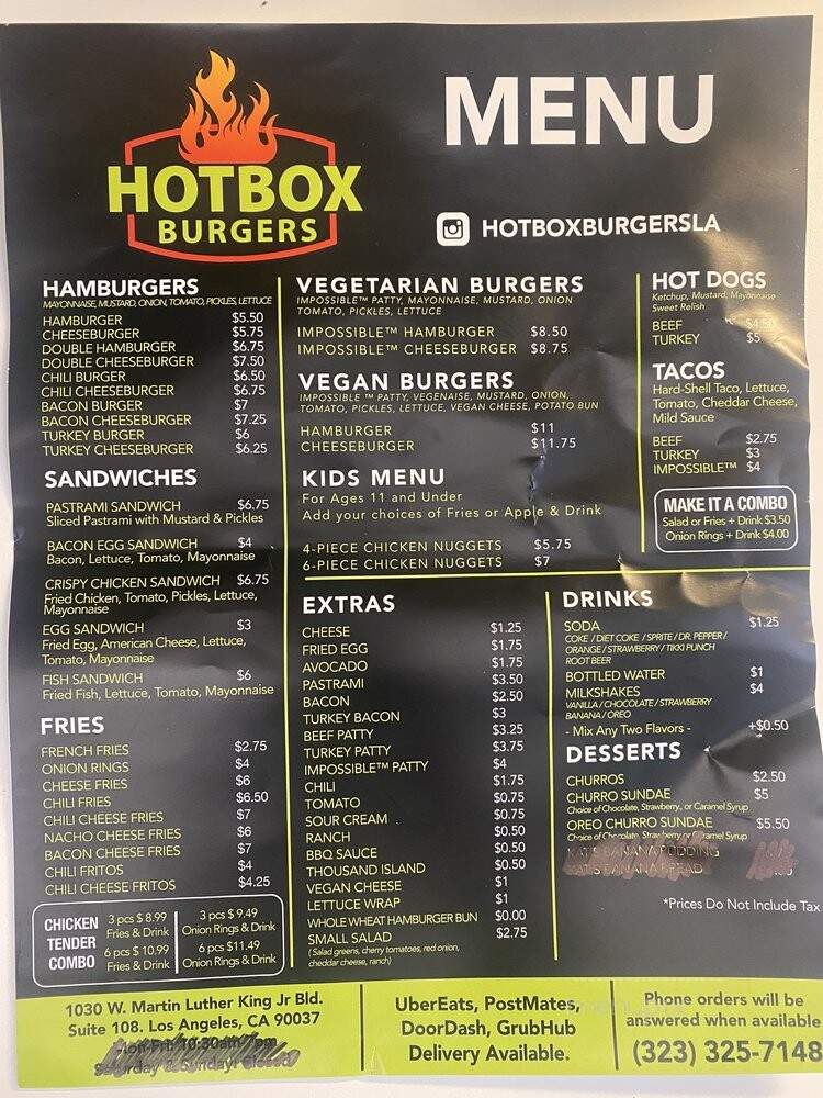 HotBox Burgers - Los Angeles, CA menu_pic