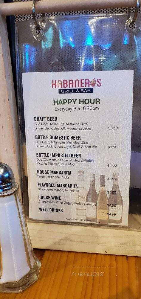 Habanero's - Houston, TX menu_pic