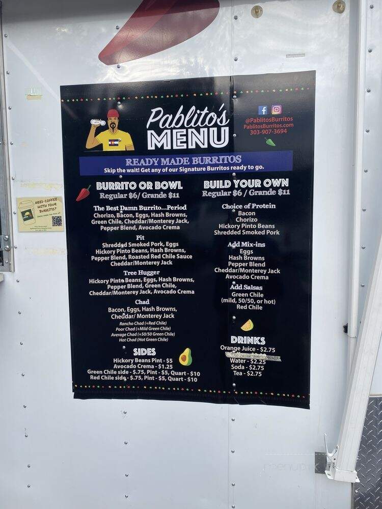 Pablito's Burritos - Lakewood, CO menu_pic
